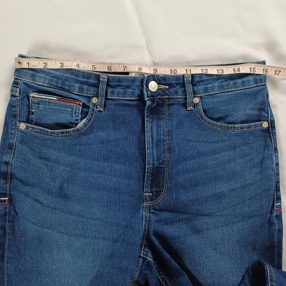 Tommy Jeans Straight Highrise Ankle Dark Wash Stretch Raw Hem Size 12 Size 31 - Picture 10 of 12